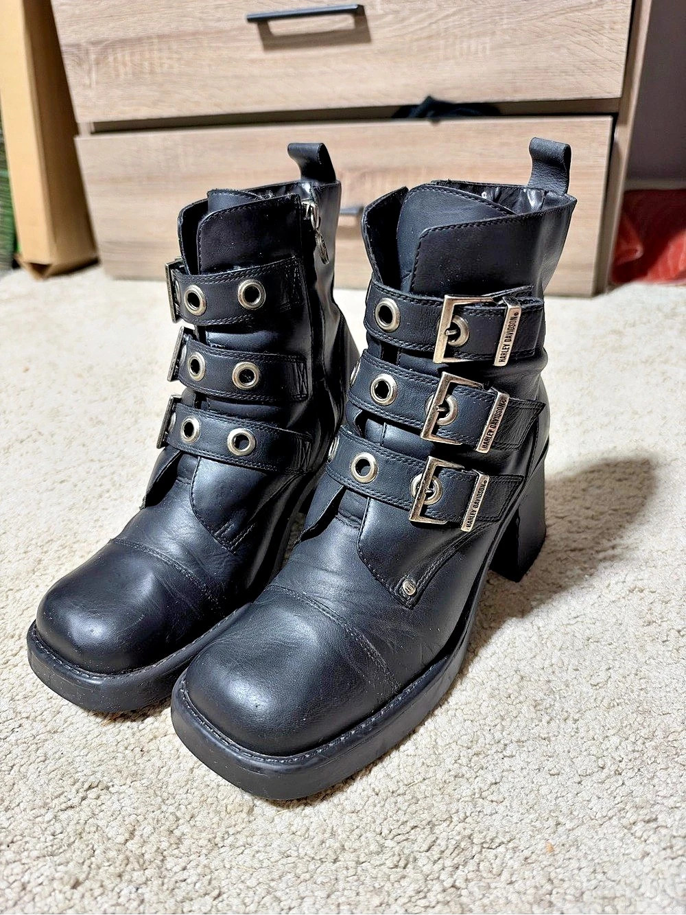Harley-Davidson Motorcycle Boots Buckle Moto Boots Black US 10